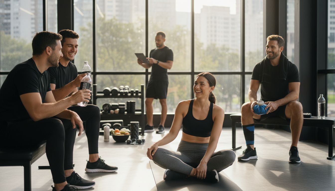 post-workout recovery scene